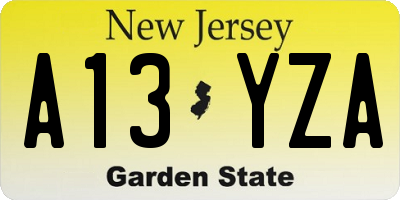 NJ license plate A13YZA