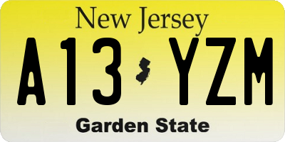 NJ license plate A13YZM