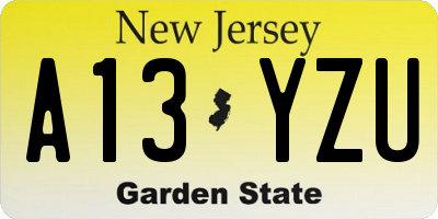 NJ license plate A13YZU