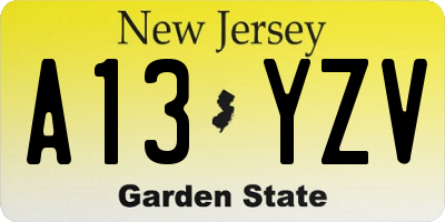 NJ license plate A13YZV