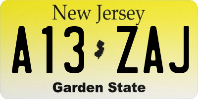 NJ license plate A13ZAJ