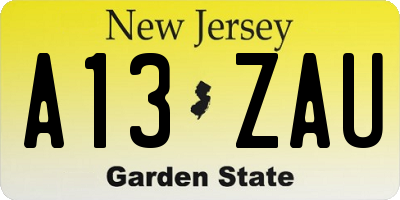 NJ license plate A13ZAU