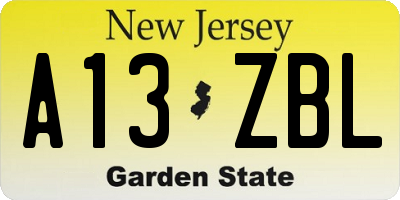 NJ license plate A13ZBL