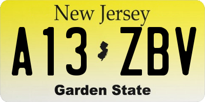 NJ license plate A13ZBV