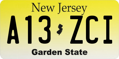 NJ license plate A13ZCI