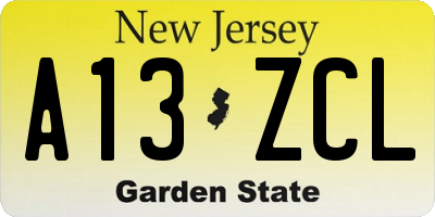 NJ license plate A13ZCL
