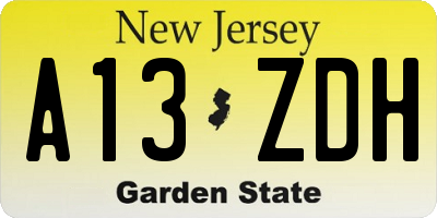 NJ license plate A13ZDH