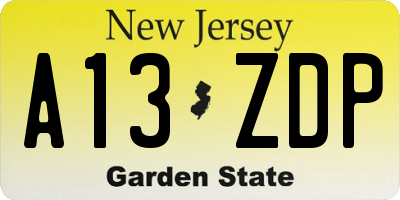 NJ license plate A13ZDP