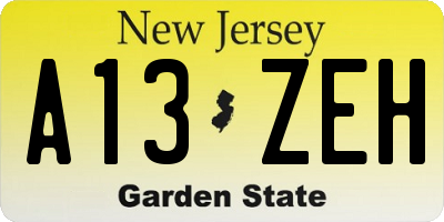 NJ license plate A13ZEH