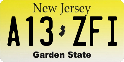 NJ license plate A13ZFI