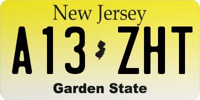 NJ license plate A13ZHT