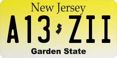 NJ license plate A13ZII