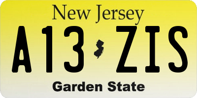 NJ license plate A13ZIS