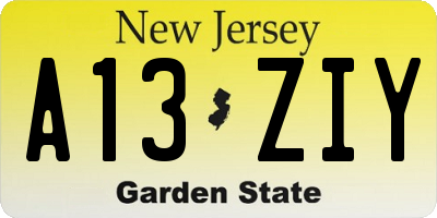 NJ license plate A13ZIY