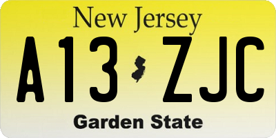 NJ license plate A13ZJC