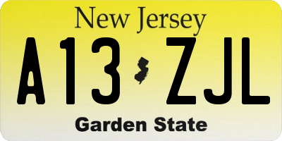 NJ license plate A13ZJL