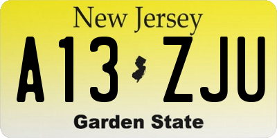 NJ license plate A13ZJU