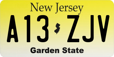 NJ license plate A13ZJV