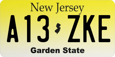 NJ license plate A13ZKE