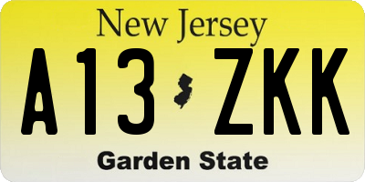 NJ license plate A13ZKK
