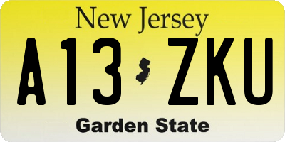 NJ license plate A13ZKU