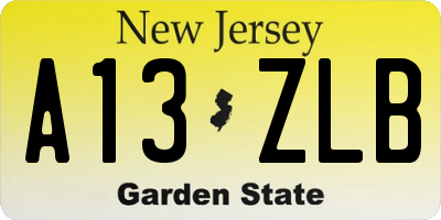NJ license plate A13ZLB