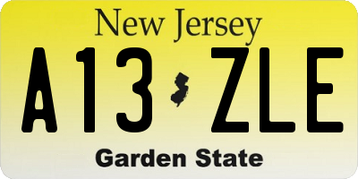 NJ license plate A13ZLE