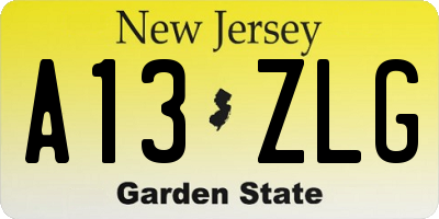 NJ license plate A13ZLG