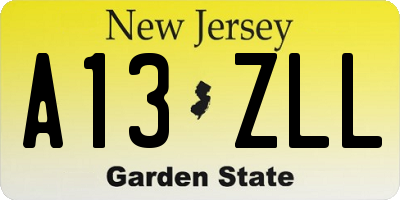 NJ license plate A13ZLL