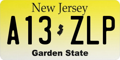 NJ license plate A13ZLP