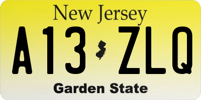 NJ license plate A13ZLQ