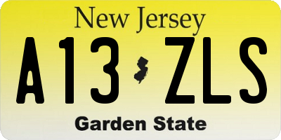 NJ license plate A13ZLS