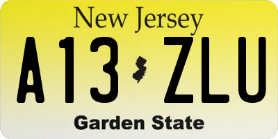 NJ license plate A13ZLU