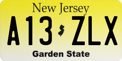 NJ license plate A13ZLX