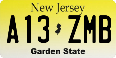 NJ license plate A13ZMB