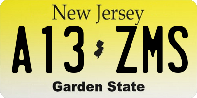 NJ license plate A13ZMS