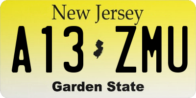 NJ license plate A13ZMU
