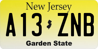 NJ license plate A13ZNB