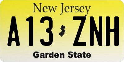 NJ license plate A13ZNH