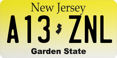 NJ license plate A13ZNL