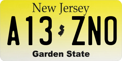 NJ license plate A13ZNO