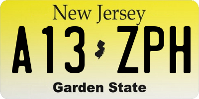 NJ license plate A13ZPH