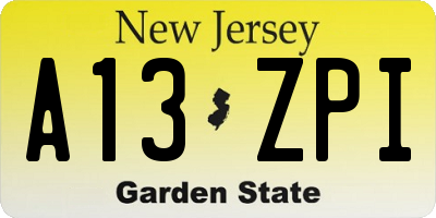 NJ license plate A13ZPI