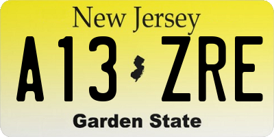 NJ license plate A13ZRE