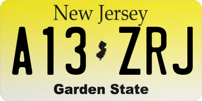 NJ license plate A13ZRJ