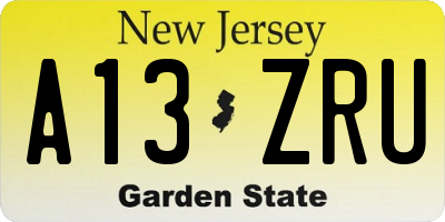 NJ license plate A13ZRU