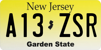 NJ license plate A13ZSR