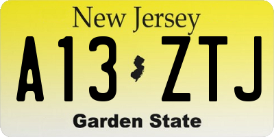 NJ license plate A13ZTJ