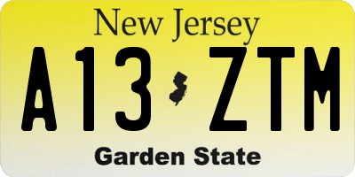 NJ license plate A13ZTM