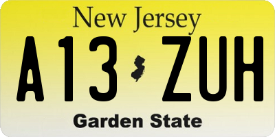 NJ license plate A13ZUH